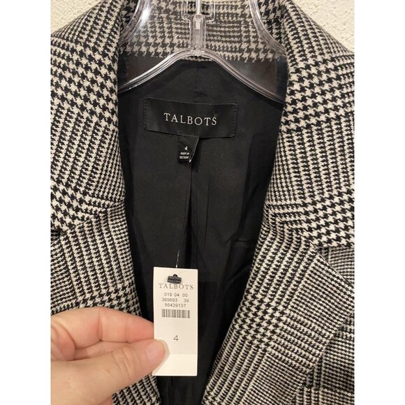 Talbots Blazer Womens 4 Gray Black Glen Plaid Two Button Lined Career Jacket - Picture 3 of 4